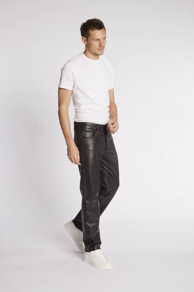 pantalon-en-cuir-d-agneau-501h-slim-wody-noir