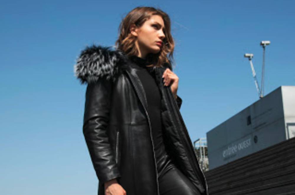 Manteau-cuir-fourrure-noir-gris